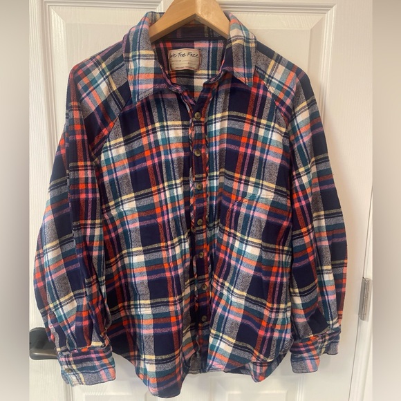 Free People We The Free Girl Meets Boy Plaid Shirt - Picture 1 of 6